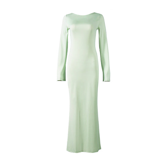 Backless Long Sleeve Mermaid Maxi Dress for Women