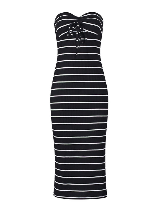Striped Strapless Bodycon Mini Dress for Women