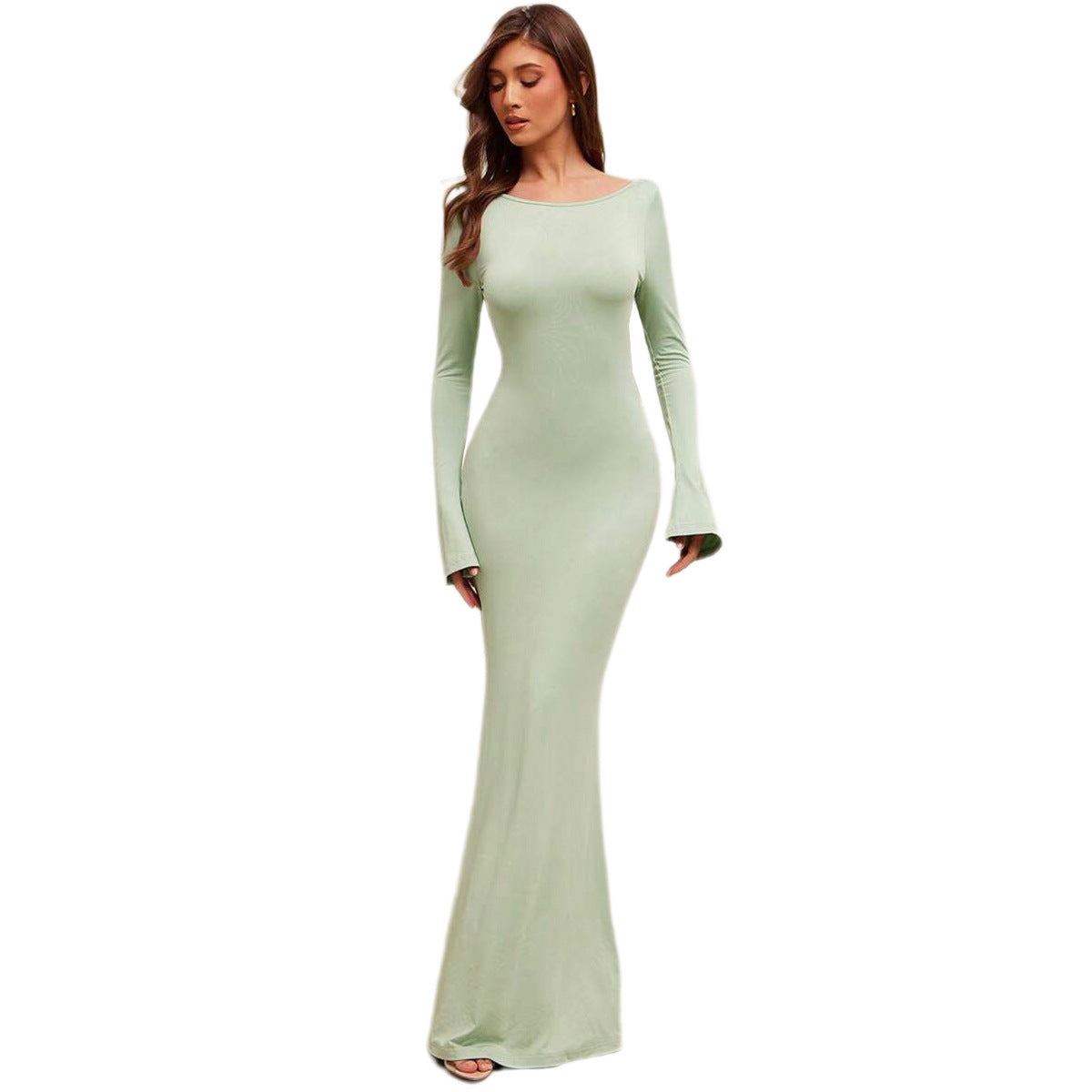 Backless Long Sleeve Mermaid Maxi Dress for Women