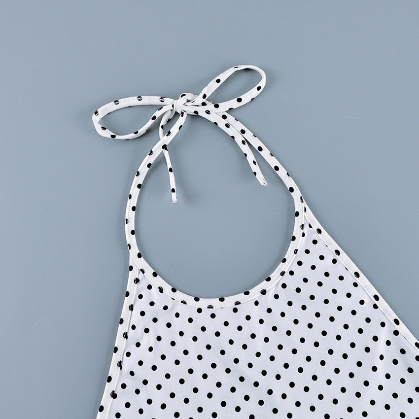Women's Polka Dot Halter Top – Slim Fit Summer Camisole