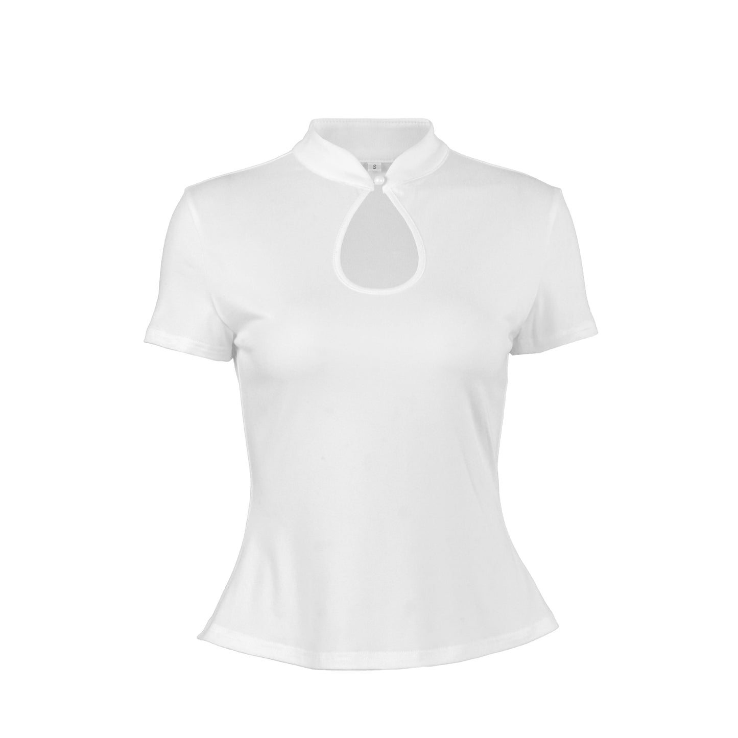 Women's Hollow Stand Collar Short Sleeve Top – Slim Summer T-Shirt