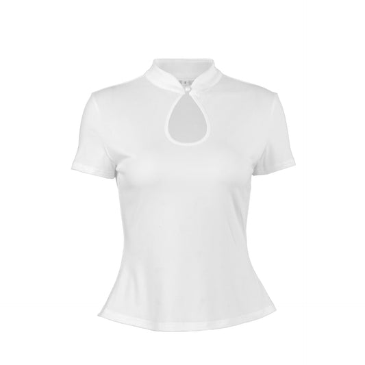 Women's Hollow Stand Collar Short Sleeve Top – Slim Summer T-Shirt